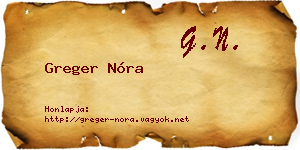 Greger Nóra névjegykártya